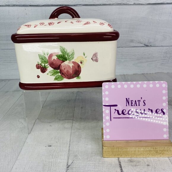 Pfaltzgraff DELICIOUS Red Apple Flower Ceramic W Lid Kitchen Keeper Recipe Box